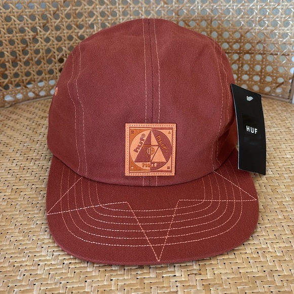 NWT Huf Hat Overdyed Volley Orange 5-Panel With Buckle Adjustable Back OS - Picture 3 of 10
